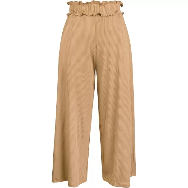 imageCUPSHE Women Elastic Waist Wide Leg Sweatpants High Waist Pants BrownBrown