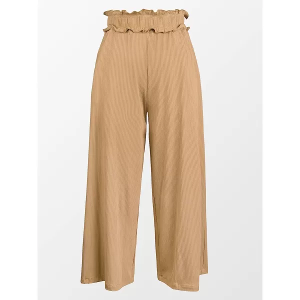 imageCUPSHE Women Elastic Waist Wide Leg Sweatpants High Waist Pants BrownBrown