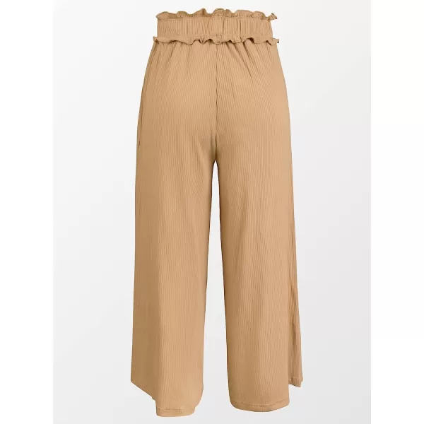 imageCUPSHE Women Elastic Waist Wide Leg Sweatpants High Waist Pants BrownBrown