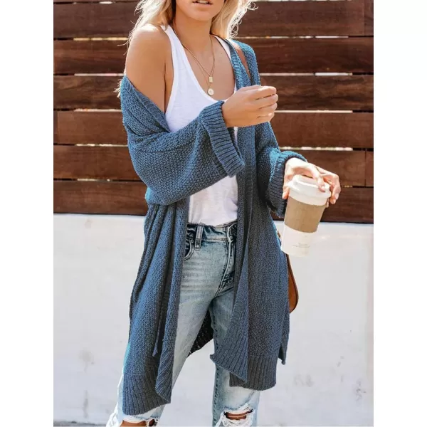 imageCUPSHE Women Fall Open Front Crochet Knit Lightweight Long Sleeves Casual Cardigan SweatersBlue