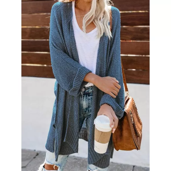 imageCUPSHE Women Fall Open Front Crochet Knit Lightweight Long Sleeves Casual Cardigan SweatersBlue