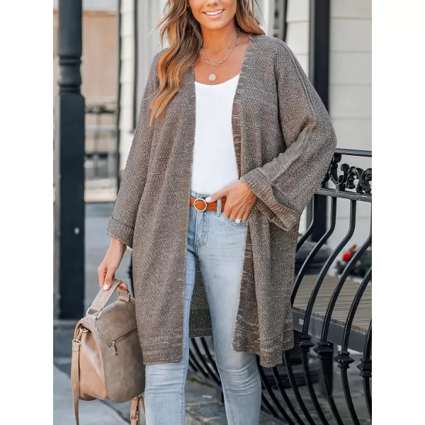 imageCUPSHE Women Fall Open Front Crochet Knit Lightweight Long Sleeves Casual Cardigan SweatersBrown