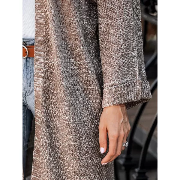 imageCUPSHE Women Fall Open Front Crochet Knit Lightweight Long Sleeves Casual Cardigan SweatersBrown