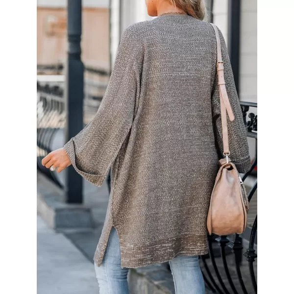 imageCUPSHE Women Fall Open Front Crochet Knit Lightweight Long Sleeves Casual Cardigan SweatersBrown