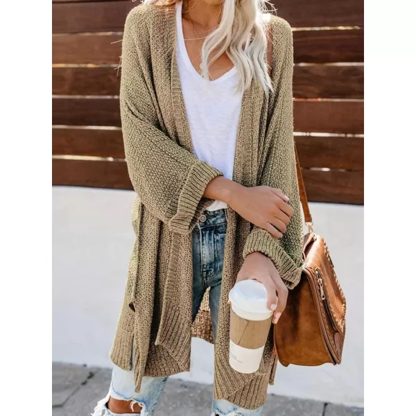 imageCUPSHE Women Fall Open Front Crochet Knit Lightweight Long Sleeves Casual Cardigan SweatersCamel