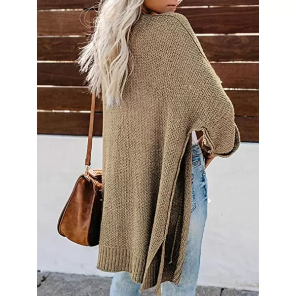 imageCUPSHE Women Fall Open Front Crochet Knit Lightweight Long Sleeves Casual Cardigan SweatersCamel