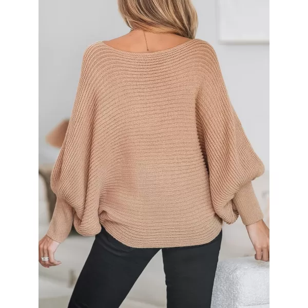 imageCUPSHE Women Fall Sweaters Casual Long Sleeve Ribbed Knit Bishop One Shoulder TopsSand