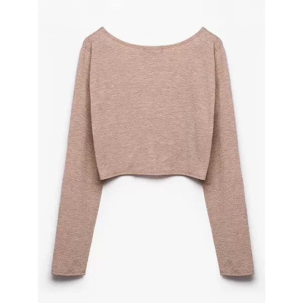 imageCUPSHE Women Fashion Long Sleeve V Neck Twist Sweatshirt Casual Pullover Tunic TopsL BrownCUPSHE Women Fashion Long Sleeve V Neck Twist Sweatshirt Casual Pullover Tunic TopsL Brown