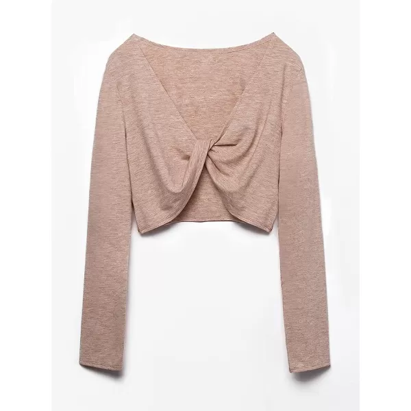 imageCUPSHE Women Fashion Long Sleeve V Neck Twist Sweatshirt Casual Pullover Tunic TopsL BrownCUPSHE Women Fashion Long Sleeve V Neck Twist Sweatshirt Casual Pullover Tunic TopsL Brown