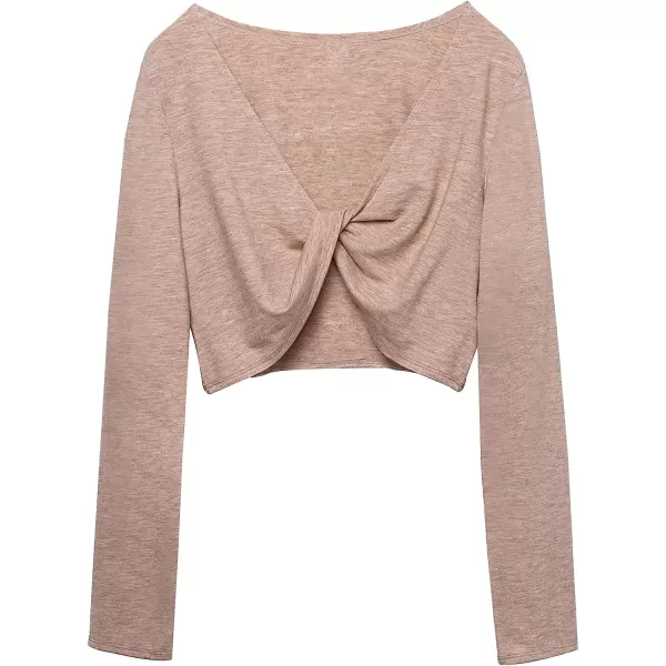 imageCUPSHE Women Fashion Long Sleeve V Neck Twist Sweatshirt Casual Pullover Tunic TopsM BrownCUPSHE Women Fashion Long Sleeve V Neck Twist Sweatshirt Casual Pullover Tunic TopsM Brown