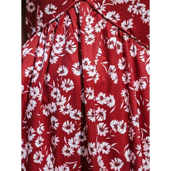 imageCUPSHE Women Floral Print Deep VNeck Beach Dress Sexy Backless Crisscross ALine Short DressesRed