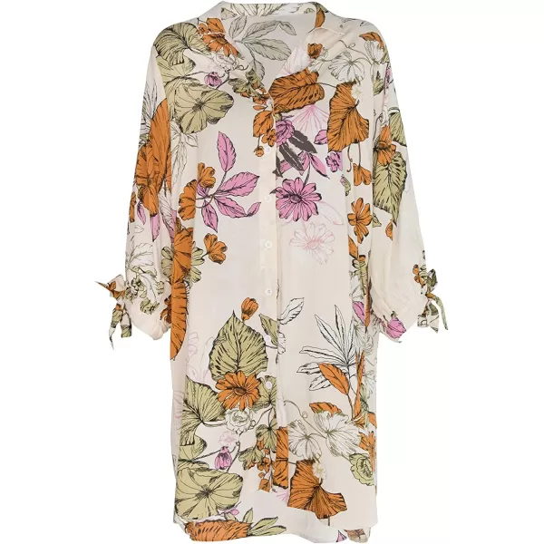 imageCUPSHE Women Floral Shirt 34 Sleeve Beach Cover Up Button DownFloral