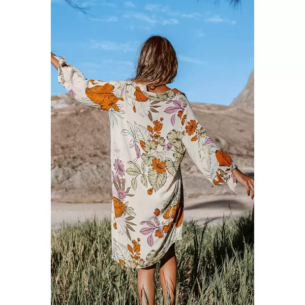 imageCUPSHE Women Floral Shirt 34 Sleeve Beach Cover Up Button DownFloral