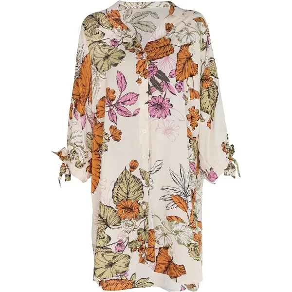 imageCUPSHE Women Floral Shirt 34 Sleeve Beach Cover Up Button DownFloral