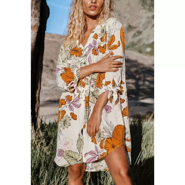 imageCUPSHE Women Floral Shirt 34 Sleeve Beach Cover Up Button DownFloral