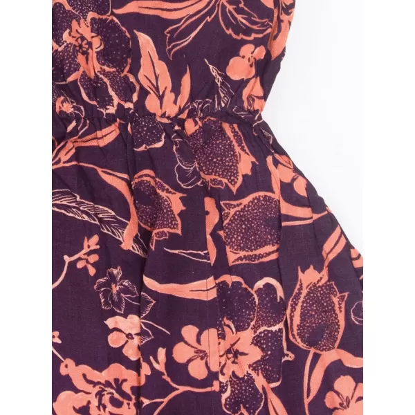 imageCUPSHE Women Floral V Neck Split Cover Up Plunge 34 Sleeve Elastic Waist Classical Maxi DressRed