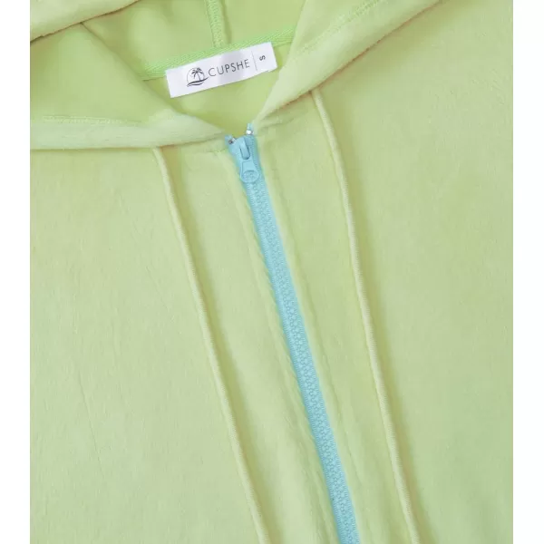 imageCUPSHE Women Green Zipper Front Drawstring Hoodie Long Sleeve Loose Waisted SweatshirtCUPSHE Women Green Zipper Front Drawstring Hoodie Long Sleeve Loose Waisted Sweatshirt