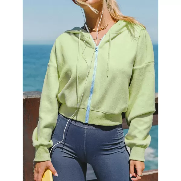 imageCUPSHE Women Green Zipper Front Drawstring Hoodie Long Sleeve Loose Waisted SweatshirtCUPSHE Women Green Zipper Front Drawstring Hoodie Long Sleeve Loose Waisted Sweatshirt