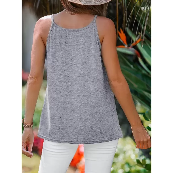 imageCUPSHE Women HalfButton Cami Sleeveless Tank Top Classic Shirts CasualGrey