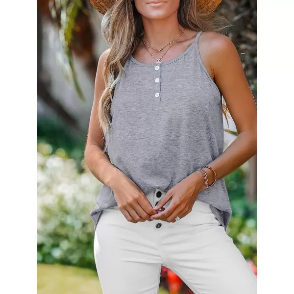 imageCUPSHE Women HalfButton Cami Sleeveless Tank Top Classic Shirts CasualGrey