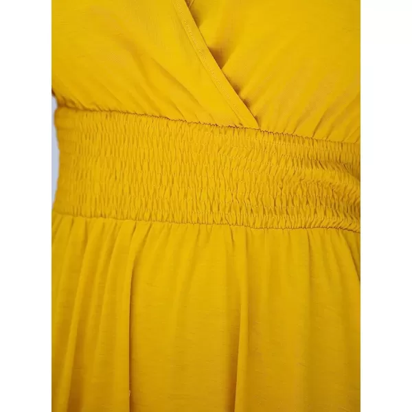 imageCUPSHE Women Heathered Knit Smocked Dress Relaxed Fit Cap Sleeve Aline Mini DressesYellow