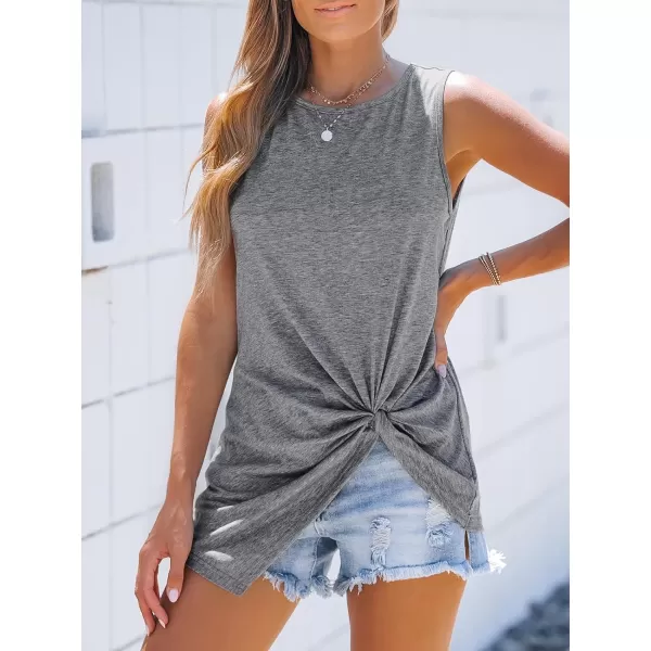 imageCUPSHE Women Heathered Knit Twisted Tank Top Casual Shirts Loose Fit Sleeveless TopsGrey