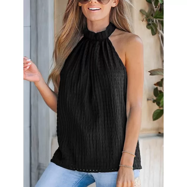 imageCUPSHE Women High Neck Cami Sleeveless Shirts Casual Tank TopsBlack
