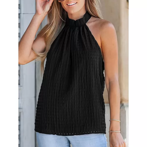 imageCUPSHE Women High Neck Cami Sleeveless Shirts Casual Tank TopsBlack