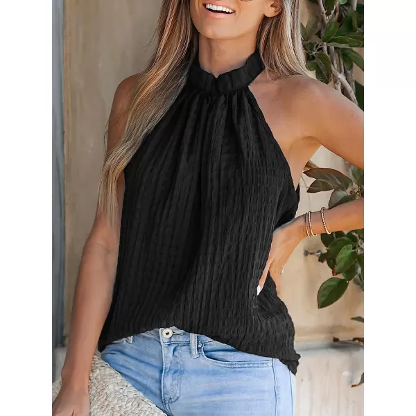 imageCUPSHE Women High Neck Cami Sleeveless Shirts Casual Tank TopsBlack