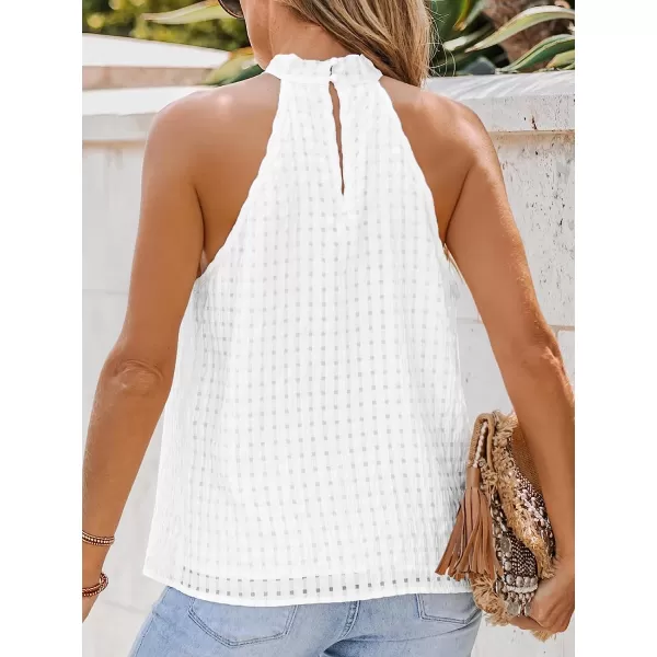 imageCUPSHE Women High Neck Cami Sleeveless Shirts Casual Tank TopsWhite