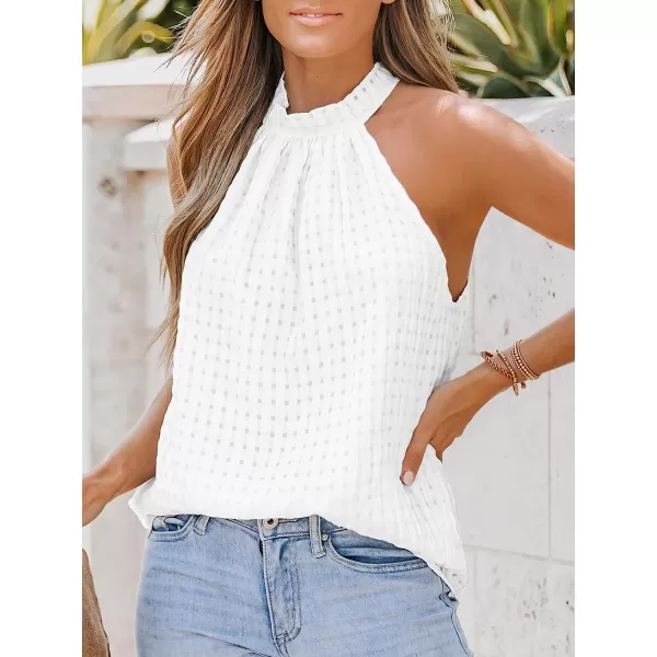 imageCUPSHE Women High Neck Cami Sleeveless Shirts Casual Tank TopsWhite