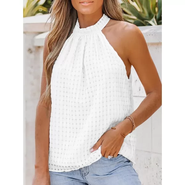 imageCUPSHE Women High Neck Cami Sleeveless Shirts Casual Tank TopsWhite