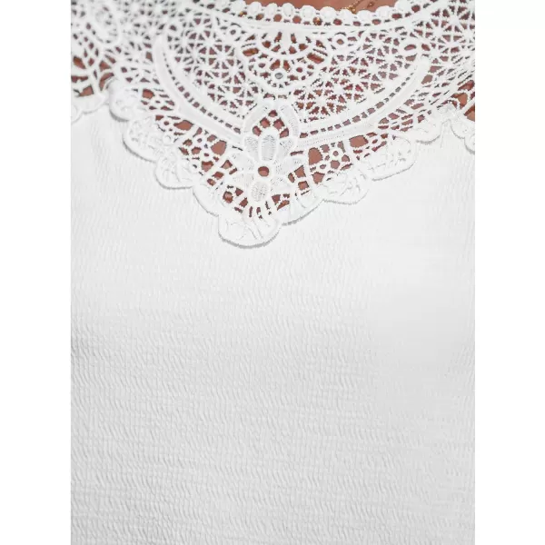 imageCUPSHE Women High Neck Lace Tank Tops Summer Casual Sleeveless Rib TopWhite
