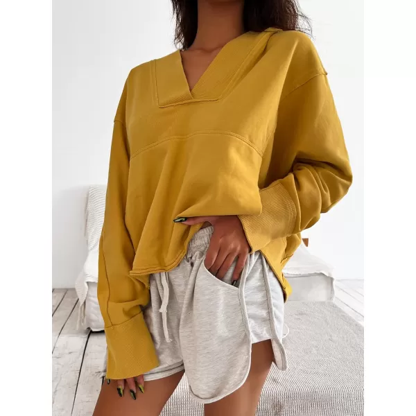 imageCUPSHE Women Hoodie Drawstring Long Dolman Sleeve Oversized Fit Crop YellowCUPSHE Women Hoodie Drawstring Long Dolman Sleeve Oversized Fit Crop Yellow