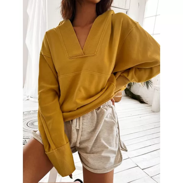imageCUPSHE Women Hoodie Drawstring Long Dolman Sleeve Oversized Fit Crop YellowCUPSHE Women Hoodie Drawstring Long Dolman Sleeve Oversized Fit Crop Yellow