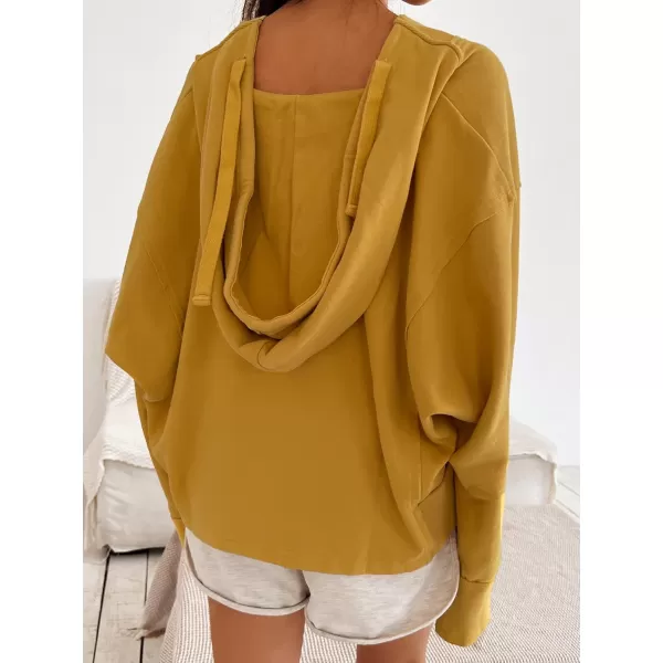imageCUPSHE Women Hoodie Drawstring Long Dolman Sleeve Oversized Fit Crop YellowCUPSHE Women Hoodie Drawstring Long Dolman Sleeve Oversized Fit Crop Yellow