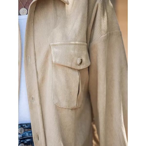 imageCUPSHE Women Jacket Corduroy ButtonFront ShacketLight Brown