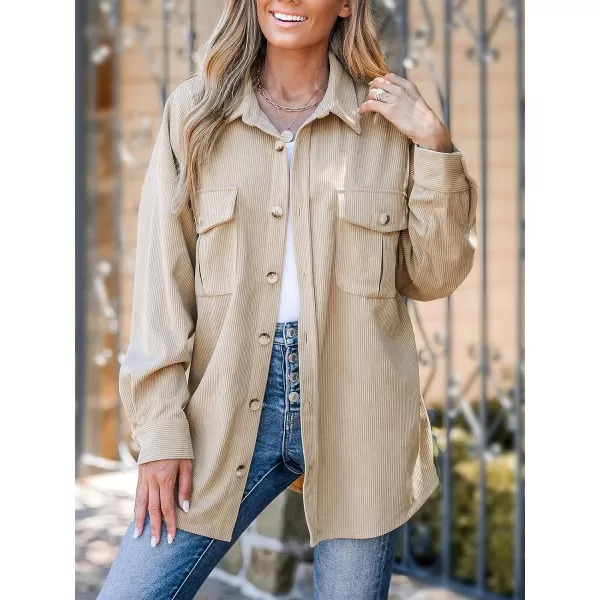 imageCUPSHE Women Jacket Corduroy ButtonFront ShacketLight Brown