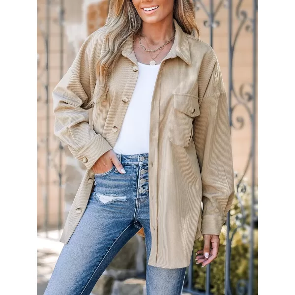imageCUPSHE Women Jacket Corduroy ButtonFront ShacketLight Brown