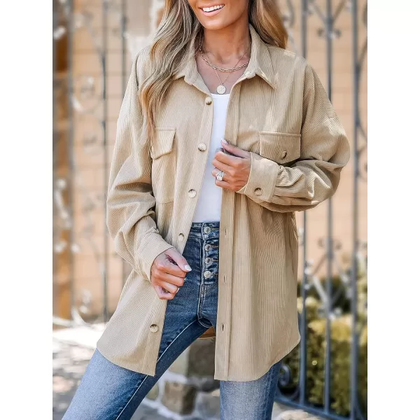 imageCUPSHE Women Jacket Corduroy ButtonFront ShacketLight Brown