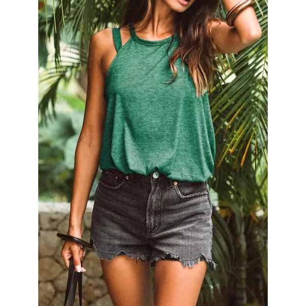 imageCUPSHE Women Knit Strappy Cami Sleeveless Tee Shirts Tank Tops CasualGreen