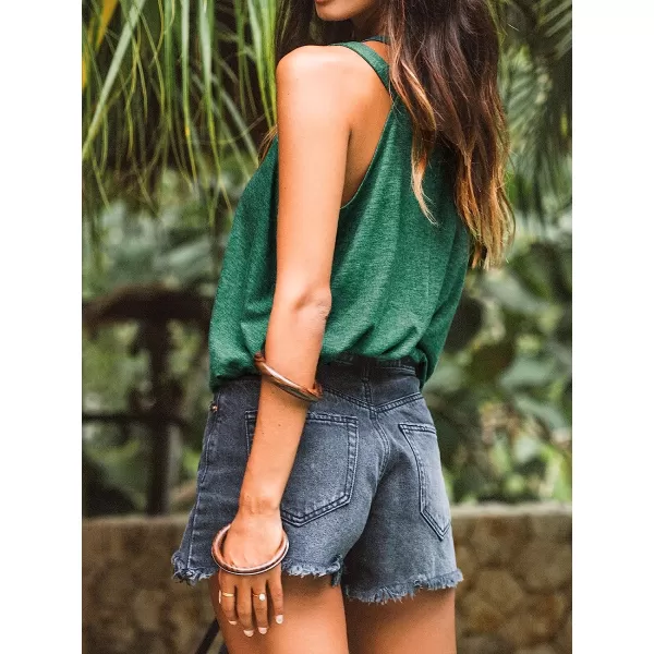 imageCUPSHE Women Knit Strappy Cami Sleeveless Tee Shirts Tank Tops CasualGreen
