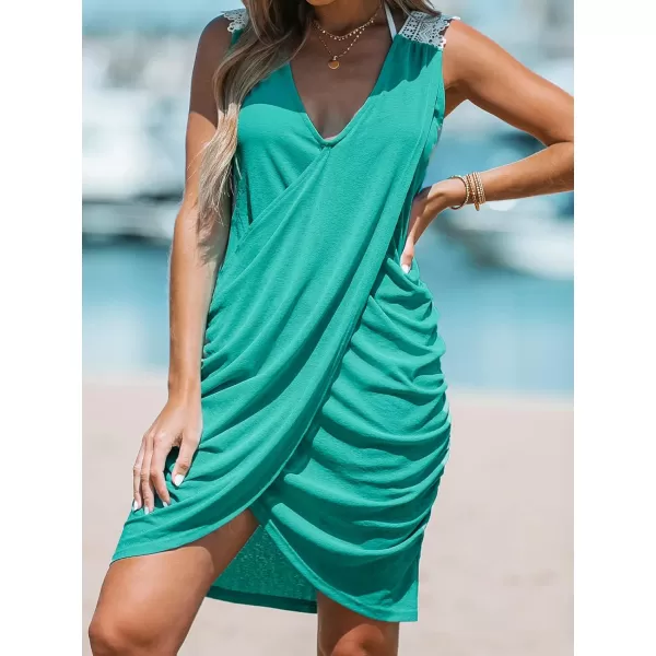 imageCUPSHE Women Lace Wrap CoverUp Dress Sleeveless Sexy Beach Cover Up Casual SummerBlue