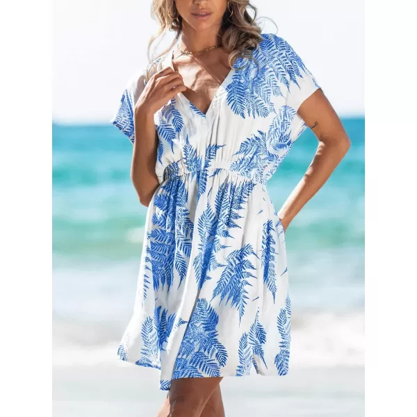 imageCUPSHE Women Leaf Print VNeck CoverUp Dress Short Sleeves Sexy Beach Cover Up Casual Summer MCUPSHE Women Leaf Print VNeck CoverUp Dress Short Sleeves Sexy Beach Cover Up Casual Summer M