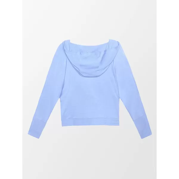 imageCUPSHE Women Light Blue Long Sleeve Drawstring HoodieCUPSHE Women Light Blue Long Sleeve Drawstring Hoodie