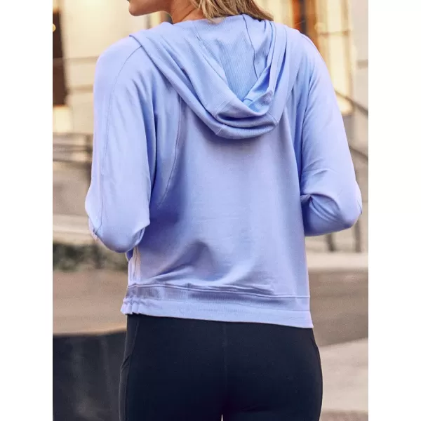 imageCUPSHE Women Light Blue Long Sleeve Drawstring HoodieCUPSHE Women Light Blue Long Sleeve Drawstring Hoodie