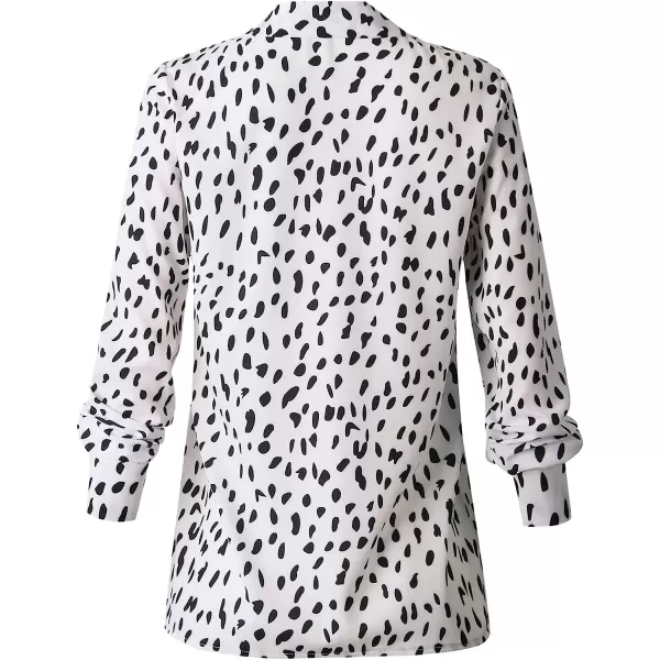 imageCUPSHE Women Long Sleeve Button Down Tops Casual Loose Fit V Neck Animal Print BlouseWhite