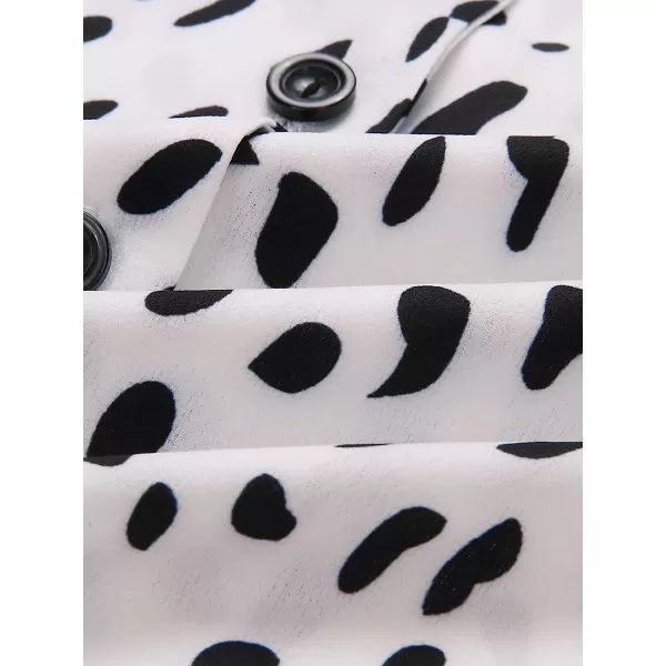 imageCUPSHE Women Long Sleeve Button Down Tops Casual Loose Fit V Neck Animal Print BlouseWhite