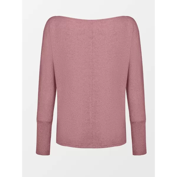 imageCUPSHE Women Long Sleeve Off The Shoulder Knitted Tops Casual Loose Fit Solid PulloverPink