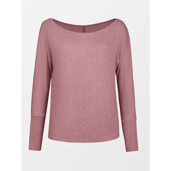 imageCUPSHE Women Long Sleeve Off The Shoulder Knitted Tops Casual Loose Fit Solid PulloverPink